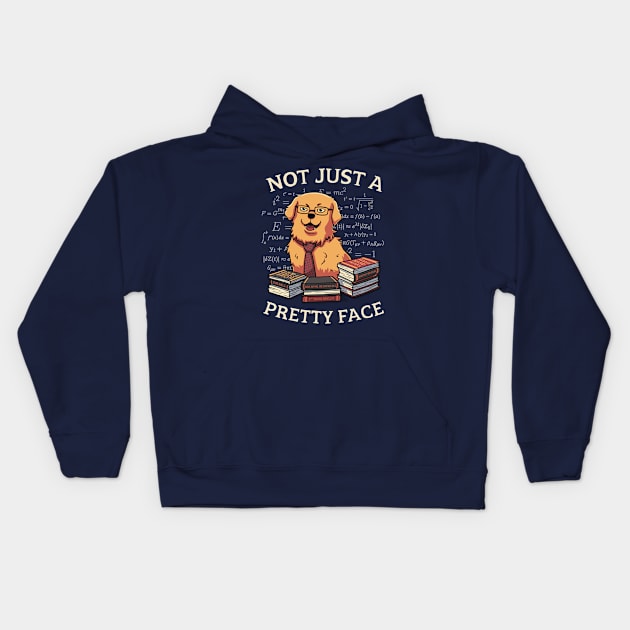 Not Just a Pretty Face // Golden Retriever, Smart Doggo, Scientist Kids Hoodie by Geekydog
